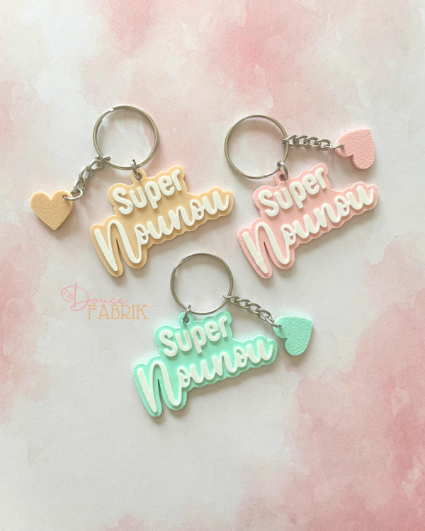 Porte-clé 3D "Super Nounou" / "Super ATSEM"