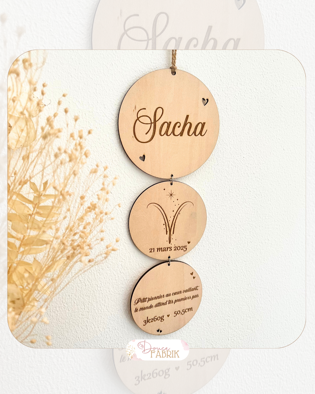 Suspension bois "Mon Histoire Céleste"