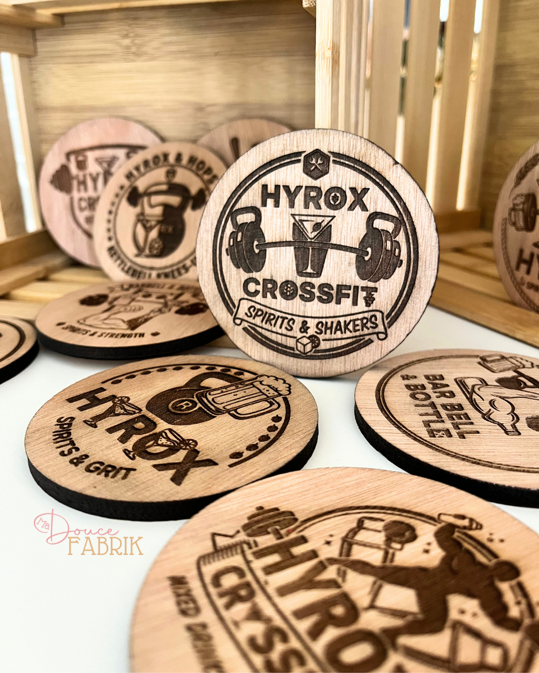 Dessous de verre bois gravés CrossFit & Hyrox