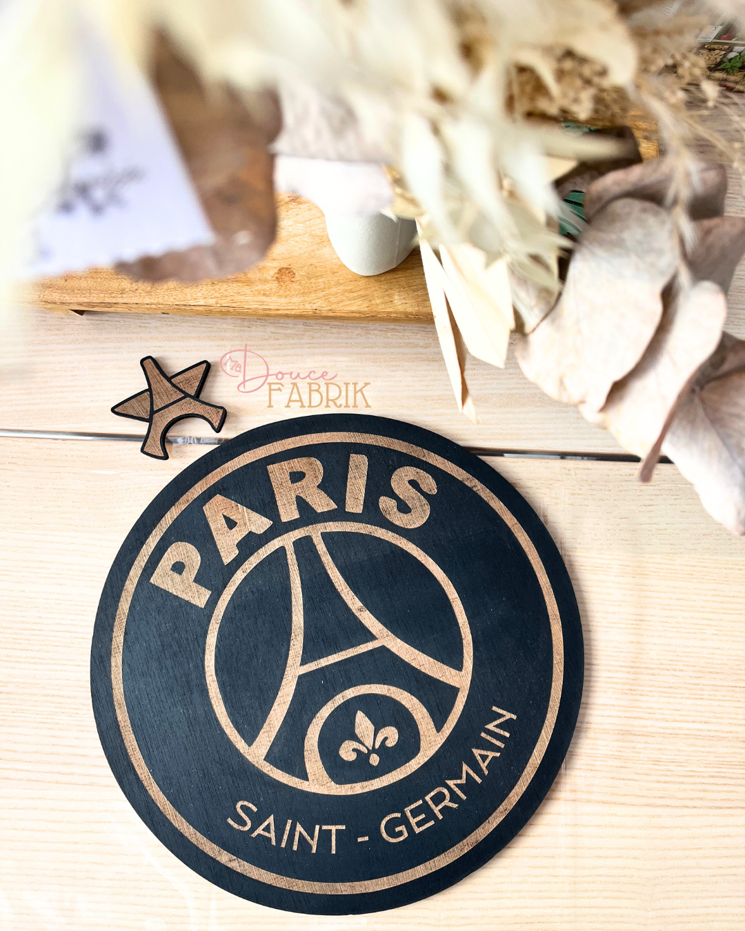 Plaque décorative en bois personnalisée – Logo d’équipe de football