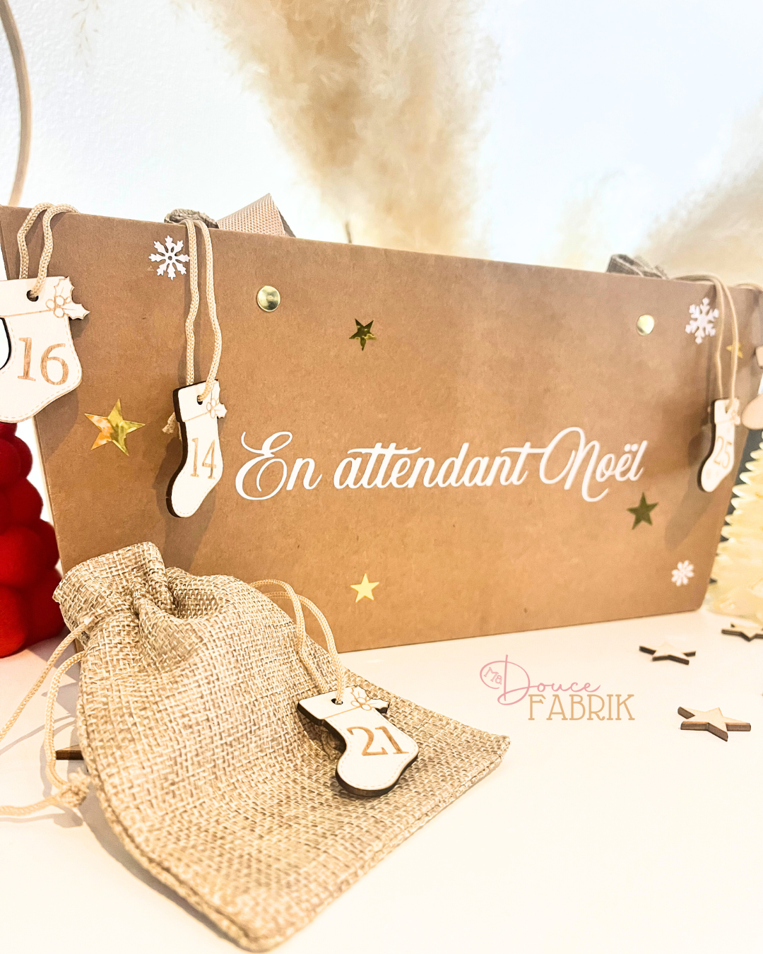 Calendrier de l'Avent à Personnaliser dans un Panier Kraft