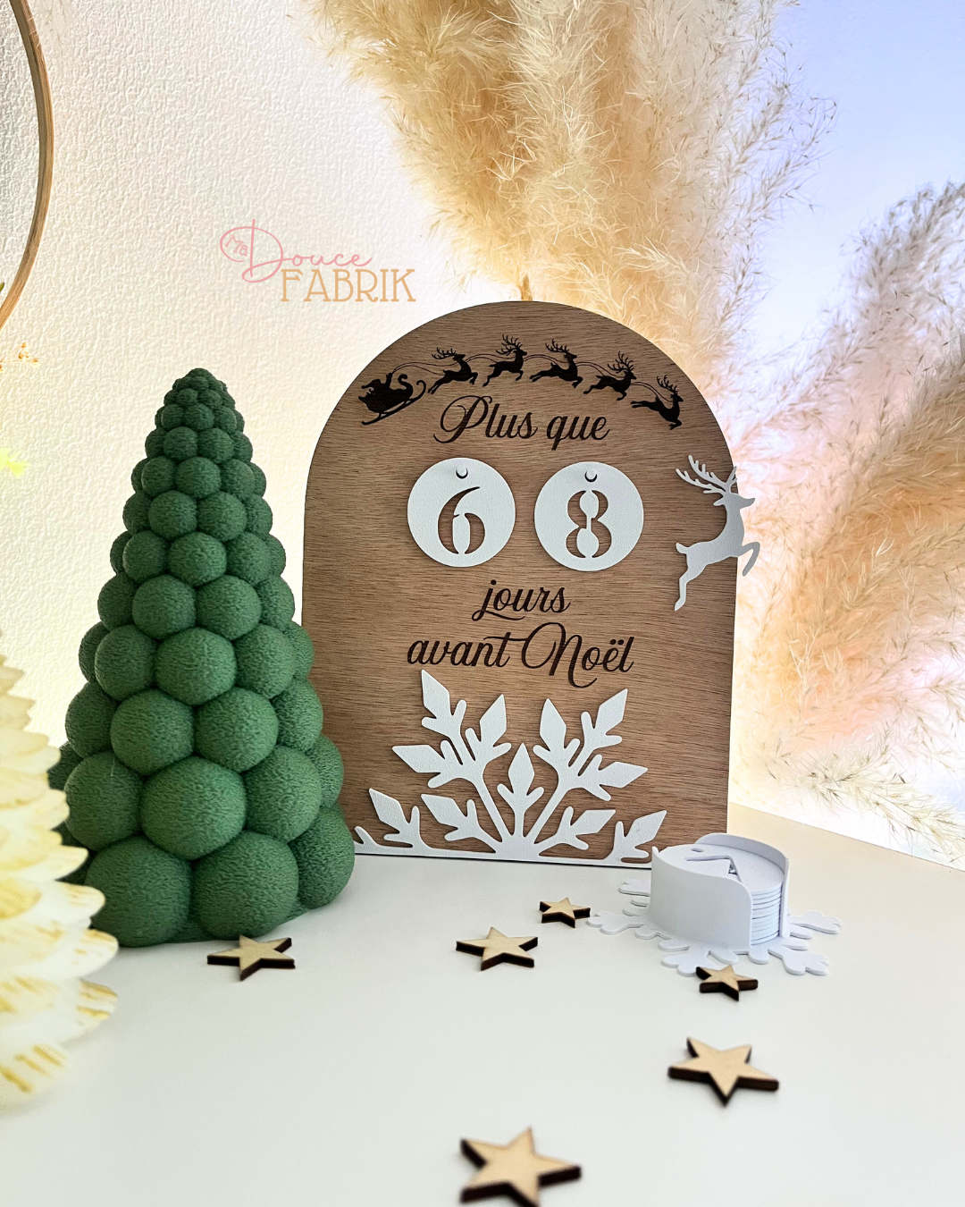 Décompte avant Noël personnalisé – Bois & 3D, flocon rangement chiffres – Image 5