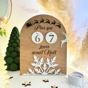 Décompte avant Noël personnalisé – Bois & 3D, flocon rangement chiffres