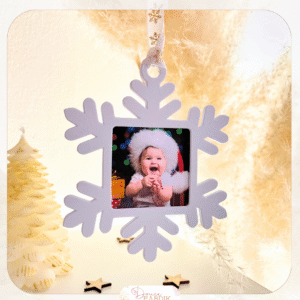 Suspension Flocon "Souvenir d'Hiver" – Cadre Photo Personnalisé pour Sapin