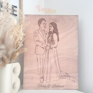 Portrait Line Art Personnalisé sur Bois