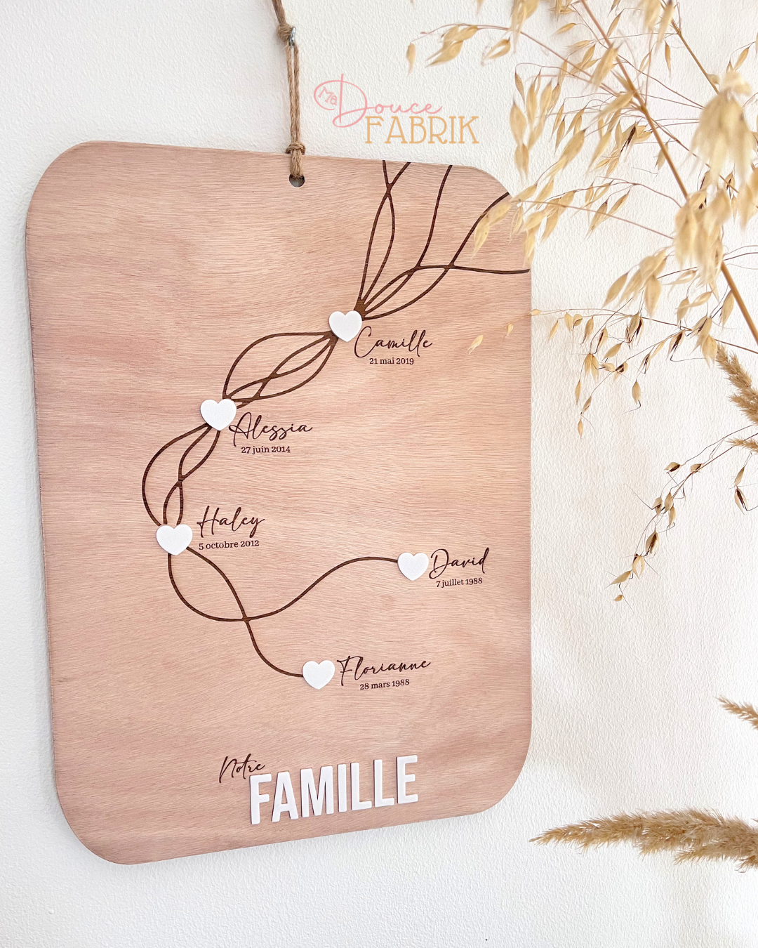 Tableau "Notre Famille" Personnalisé en Bois – Image 2